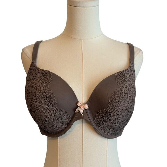 Victoria's Secret Bra Womens 38D Brown Body by Victoria Perfect Coverage Lace - Picture 1 of 5